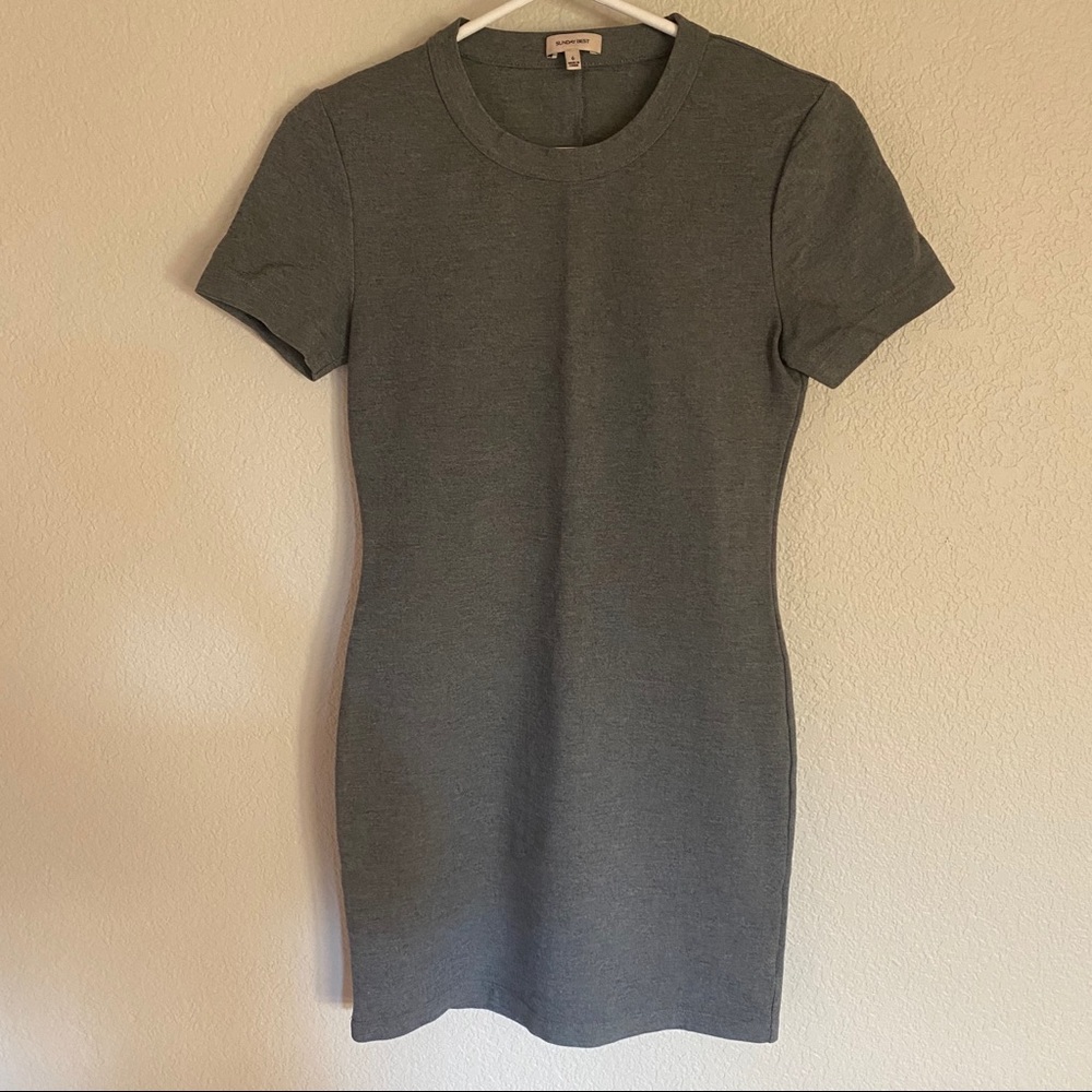 Aritzia Dresses | Grey Short Sleeve Body-con Dress